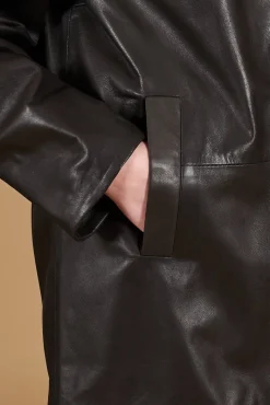 Donna D'Arienzo Wag - Giacca in pelle marrone monopetto chiusura bottoni