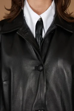 Donna D'Arienzo Wag - Giacca in pelle nera monopetto versione oversize