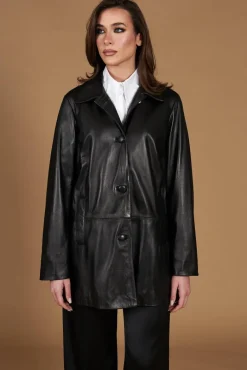 Donna D'Arienzo Wag - Giacca in pelle nera monopetto versione oversize
