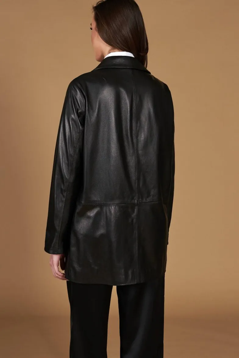 Donna D'Arienzo Wag - Giacca in pelle nera monopetto versione oversize