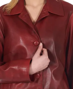 Donna D'Arienzo Wag - Giacca in pelle rosso nuvolato monopetto chiusura bottoni