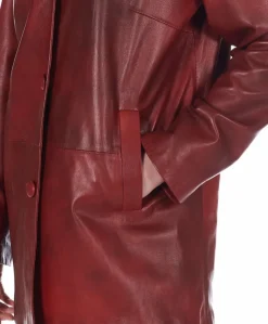 Donna D'Arienzo Wag - Giacca in pelle rosso nuvolato monopetto chiusura bottoni