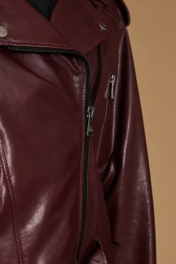 Donna D'Arienzo Xenia - Chiodo oversize in pelle vinaccio versione corta