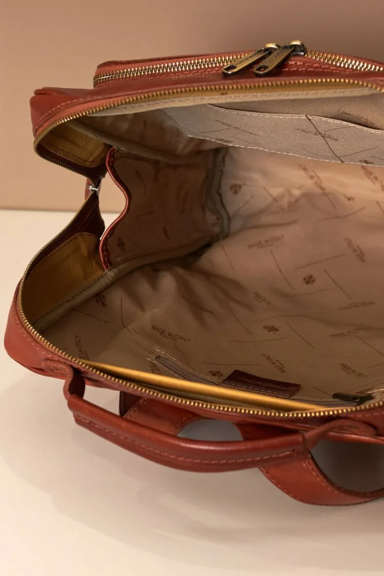 D'Arienzo Zaino in pelle cuoio di vitello borsa effetto vintage